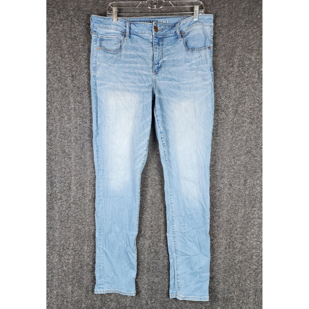 American Eagle Jeans Womens 16 Super Stretch Skinny Light Blue Denim EUC